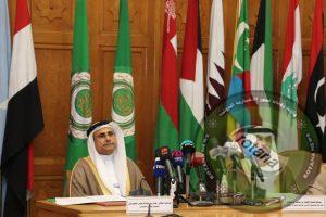 رئيس البرلمان العربي يشهد مؤتمر صحفي عقد بمقر الجامعة العربية